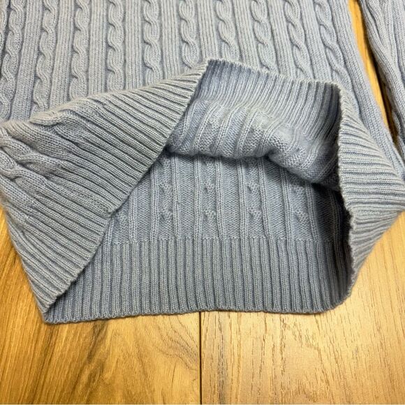 Lauren Ralph Lauren 100% Cashmere Light Blue Cable Knit Turtleneck Sweater S - Picture 4 of 13